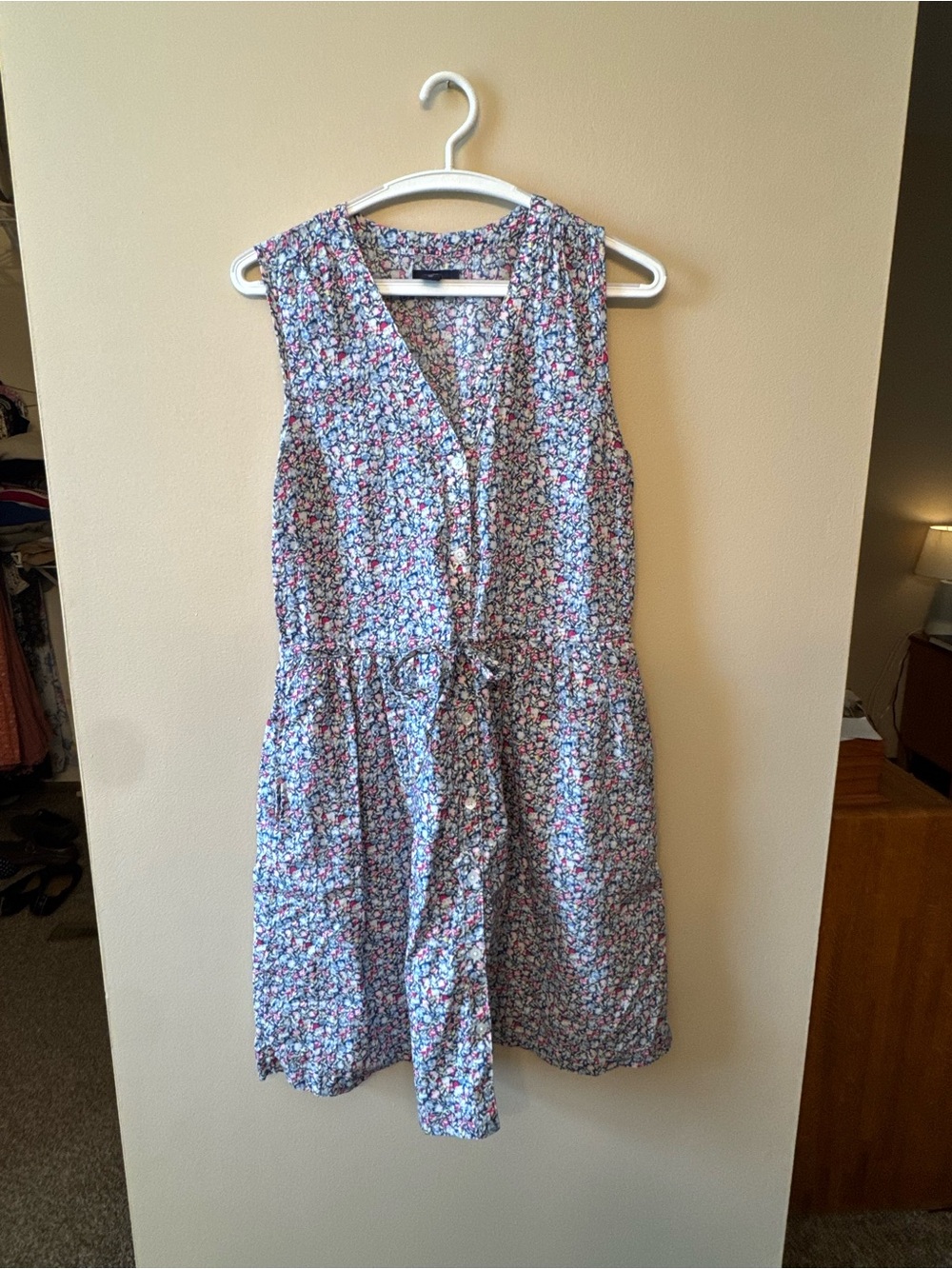 GAP Sleeveless Floral Dress in Blue and Pink